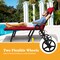Costway Folding Patio Rattan Lounge Chair Cushioned Aluminum w/ Wheel